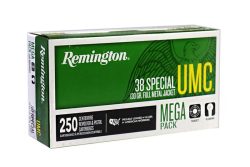 38 Special Remington UMC 130gr FMJ Ammo, 250rd Mega Pack.