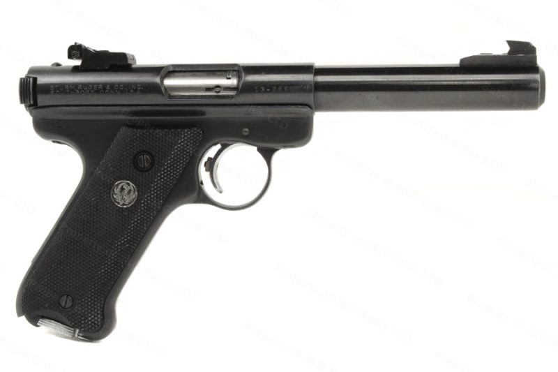 Ruger® Mki Semi Auto Pistol, 22lr, 5.5″ Bull Barrel, Blued, 1975, Vg+ 