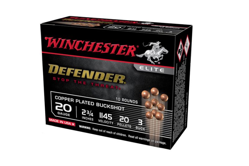 20ga Winchester Buck Defender, 2.75″ Shell, #3 Buckshot, 20 Pellet ...