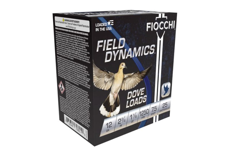 12ga Fiocchi Dove Field Dynamics 7.5 Shot, 2.75″ Shell, 1250fps, 25rd ...