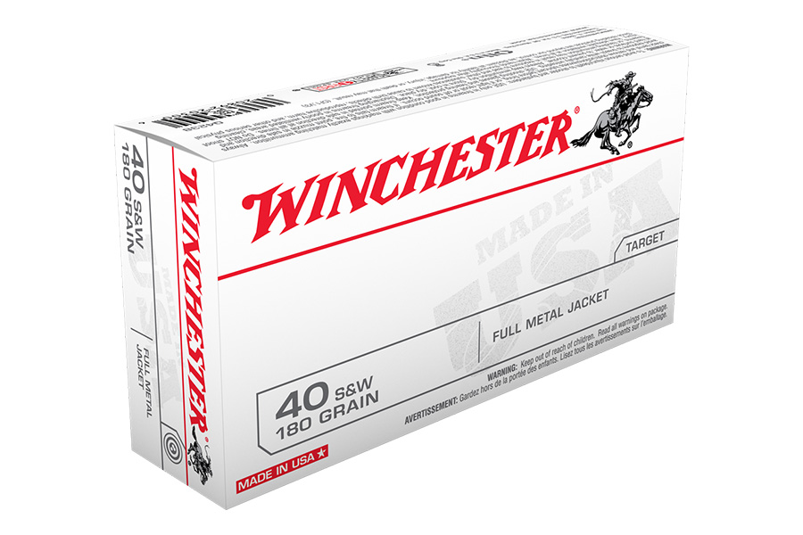 40S&W Win USA 180gr FMJ Ammo, 50rd Box. #Q4238 – J&G Sales